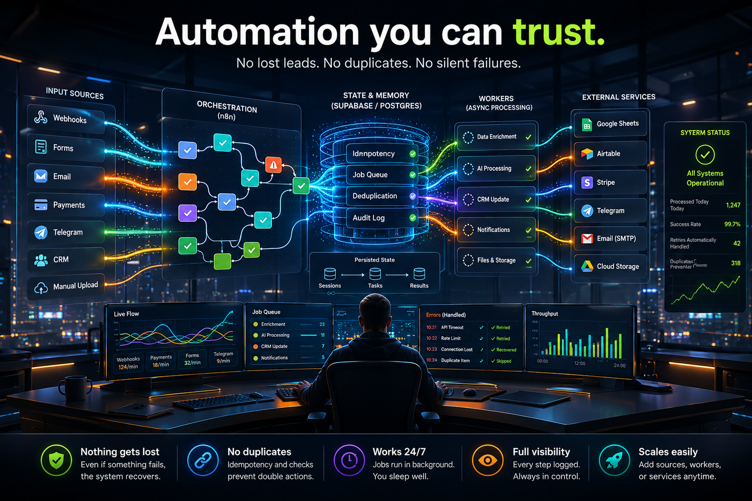 Reliable automation architecture: orchestration, state and recovery