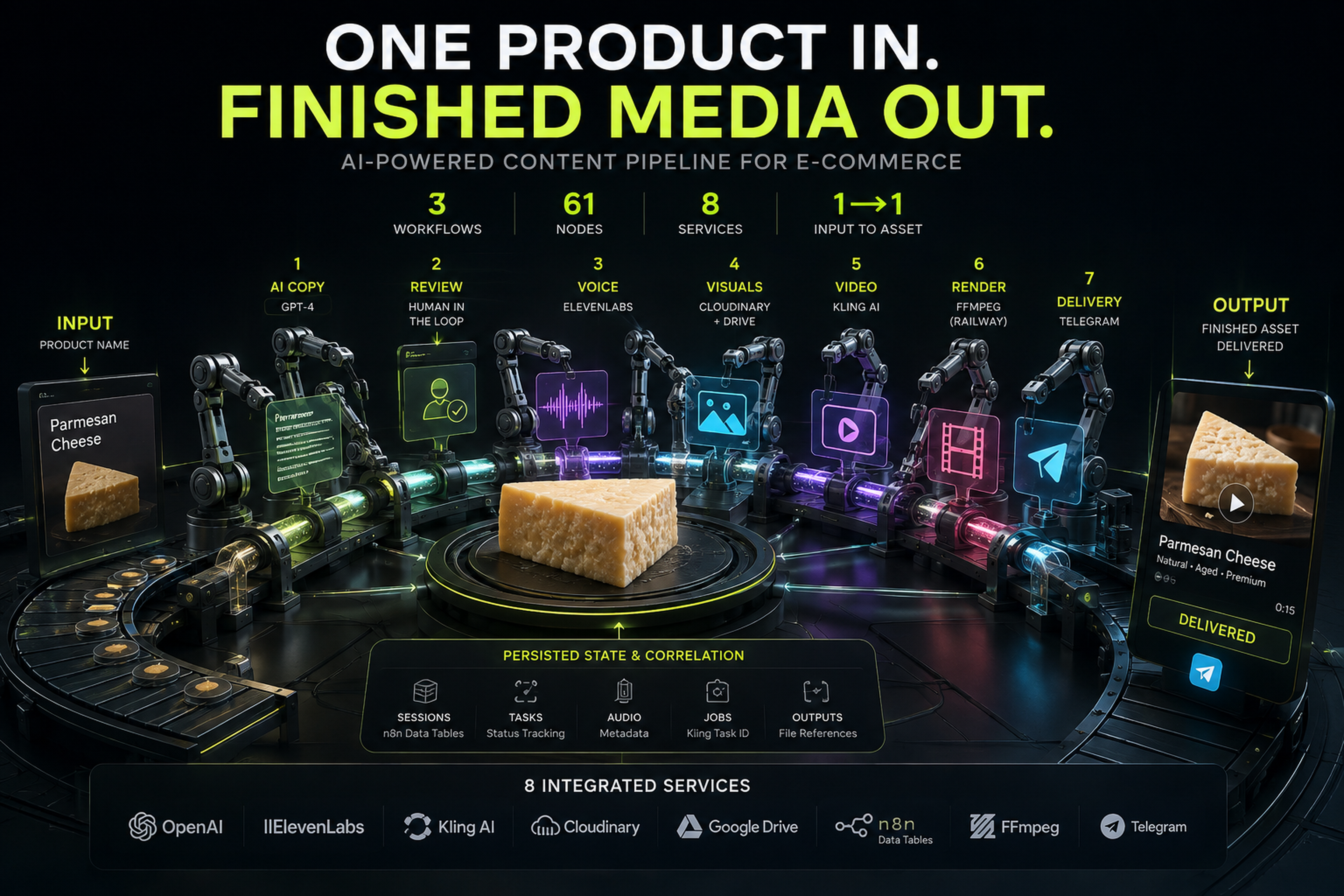 AI content pipeline: from product name to finished media asset